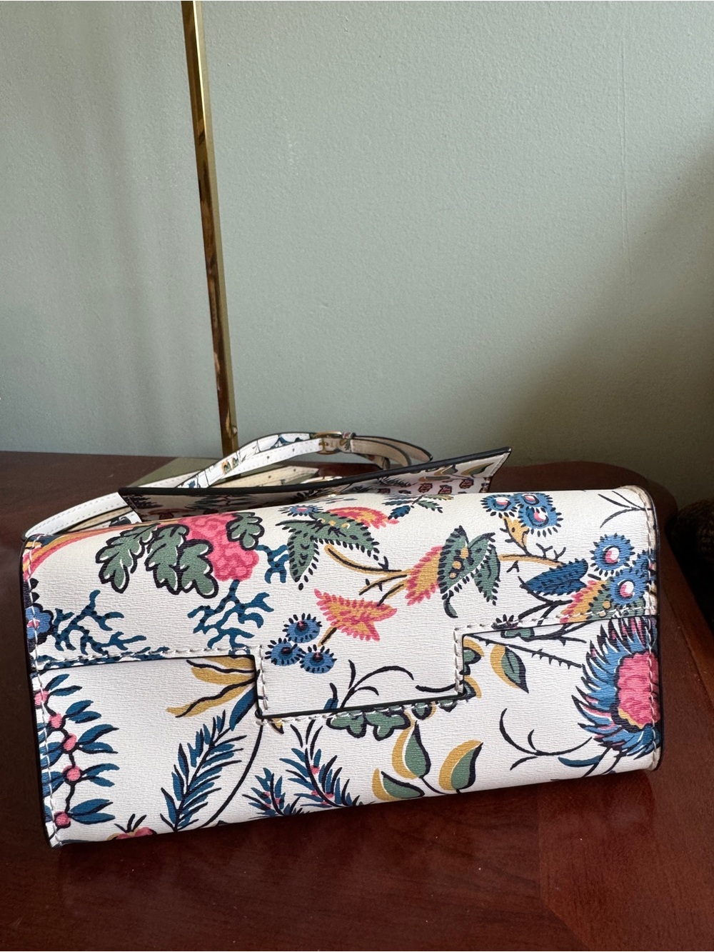 Tory Burch White Floral Mini Satchel with Dustbag - Picture 8 of 9